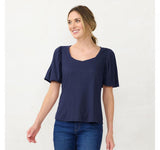 Lc Lauren Conrad Womens Sweetheart Bubble-Sleeve Tee WL2UK003RS2