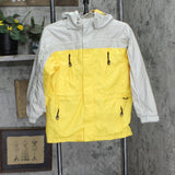 LL Bean Kids Boys Double Zip Up Lined Rain Jacket Yellow / Gray M (10/12)