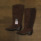 Universal Thread Womens Patsy Tall Fringe Western Boots Mid-Calf Brown 6.5M