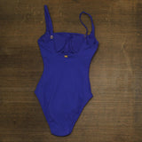 Bleu by Rod Beattie Women Ribbed One Piece Swimsuit Royal Blue 6