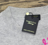 Charter Club Women's Cashmere L'Amour Embroidered Crewneck Sweater Gray M
