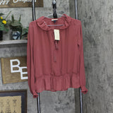 Universal Thread Womens Long Sleeve Blouse 92235298 Dark Mauve Pink XS