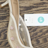 A New Day Womens Delilah Embellished Floral Mule Heels 92245100 Beige Brown 9.5M