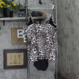 Swim Solutions Flyaway Fauxkini One-Piece Swimsuit Hidden Spots Brown 24W