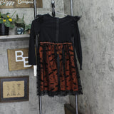 Cat & Jack Girls Adaptive Long Sleeve Halloween Tulle Dress Black / Orange L