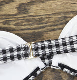 Salt + Cove Juniors Plaid Underwire Bikini Top Swim Black / White Print S