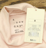 A New Day Womens Long Sleeve Knit Ribbed Cotton Blend Turtleneck Top Pink S
