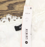 Aqua Embroidered Lace Button-Down V-Neck Top IBO27123 White 2XS
