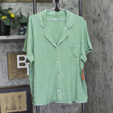 State of Day Fluid Knit Notched-Collar Top Shorts Pajama Set Glade Green 2XL
