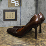 BCBG Womens Vintage ANOUK Max Azria Stiletto Heels Sable Brown 5.5B