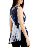 Alfani Womens Pleated Tie-Dye Blouse 100088567MS Blue M