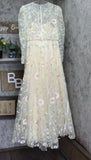 Mac Duggal Embellished Embroidered Flowy Dress Gown Cream Off White / Multi 10