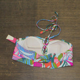 Xhilaration Lace-Up Halter Longline Bandeau Bikini Top Multi Tropical Print X