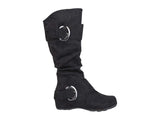 Journee Collection Jester-01 Faux Suede Buckle Flat Boots Black 6M