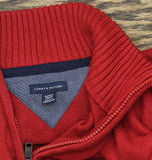 Tommy Hilfiger Boys Pullover 1/4 Zip Knit Sweater Red M