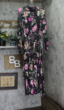 Rachel By Rachel Roy Metallic Mock Neck Sheer Sleeve Maxi Dress Black Multi 12