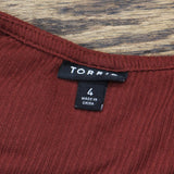 Torrid Womens Ribbed 1/4 Latch Pullover Stretch Shirt 16705955c00b1d Brown Red 4