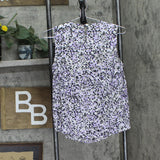 Kasper Printed Sleeveless Juliette Blouse Shirt Vanilla Ice / Lavender Purple PS