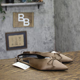 A New Day Camille Satin Slingback Bow Flats 94648291 Taupe Brown 6.5M