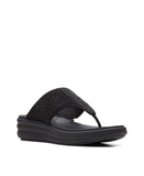 Clarks Women's Cloudstepper Drift Jaunt Wedge Sandals Shoes 26166845 Black 10M