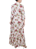 Ny Collection Womens Petites Crinkle Tiered Maxi Dress Ivory Floral Off White PL
