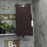 Calvin Klein Womens Scoop Neck Rib Knit Tank Top S55TK65A Toasted Sumac Brown XL