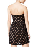Jump Apparel Juniors Bandeau Lattice-Lace Fit & Flare Dress Black / Nude M