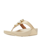 Fitflop Womens F-Mode Bejewelled Toe-Post Slip-On Thong Sandals Platino Gold 10M