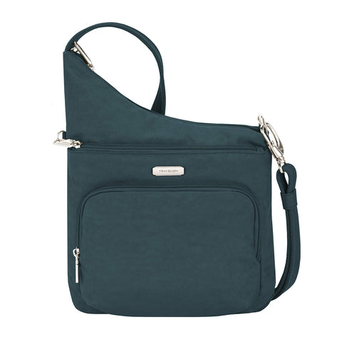 Travelon Essentials North/South Crossbody Bag Peacock Teal Blue One Size