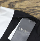 Lauren Ralph Lauren Womens Banded Modern V-Neck Bikini Top Black / White 6
