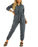 Guess Womens Tie-Belt Tapered Leg Jumpsuit W1GA25RDX72