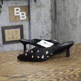 A New Day Katia Rhinestone Teardrop Satin Mule Heels 94663382 Black 8.5M