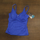 Swim Solutions Printed Twist-Front Tankini Swim Top Blue Paisley Jaquard 10