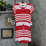 As U Wish Juniors Striped Drawstring T-Shirt Dress Red Stripe L