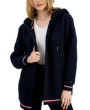 Tommy Hilfiger Sherpa Open-Front Hooded Fleece Jacket J2XE0410 Navy Blue XS