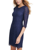 Kensie Womens Lace Sheath Dress KDLN0805 Navy Blue 10