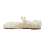 Universal Thread Halston Shearling Mary Jane Ballet Flats Cream Off White 9.5M