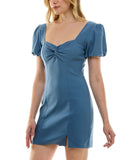 Trixxi Juniors Twist-Front Bodycon Dress 26EG67023I Slate Blue L