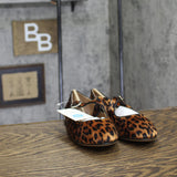 A New Day Velvet Mary Jane Flats with Crisscross Straps Leopard Brown Multi 7.5M