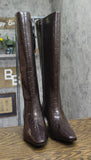INC International Concepts Mid-Heel Knee High Boots Kitten Heels Brown Croc 7M