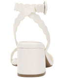 On 34th Womens Pathina Scalloped Sandals Block Heel White Smooth 8.5M
