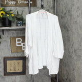 Isaac Mizrahi Live! 3/4-Sleeve Mix Stitch Open Front Cardigan Bright White 2X