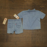 Levi's Baby Boys 2-Piece Denim Button-Up Shorts Set 61M350F Light Blue 18 Months