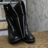 Sun + Stone Anyaa Wide-Calf Buckled Over-the-Knee Boots Black 8.5M-WC