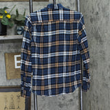 Primark Mens Regular Fit Cotton Button Up Flannel Shirt Blue Orange Plaid XS