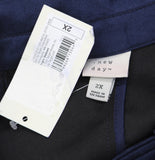 A New Day Faux Suede Waist Tie Button Down Raglan Cut Trench Coat Navy Blue 2X