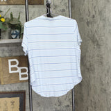 Roudelain Womens Printed T-Shirt & Shorts Loungewear Set Corleone Stripe Blue L