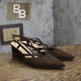 A New Day Veera Slingback Heels Faux Suede 94646931 Brown 6.5M