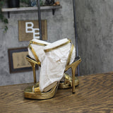 Jessica Simpson Adonia Two-Piece Platform Stiletto Dress Sandals Gold Yellow 5M