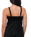 Swim Solutions Womens Black Swan Tiered-Ruffle Tankini Swim Top 806833 Black 10